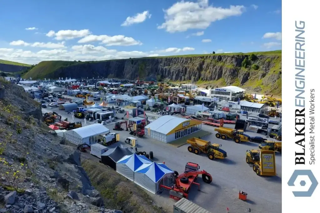 Blaker Engineering at Hillhead 2026: Quarry exhibition with heavy machinery and Blaker Engineering logo.
