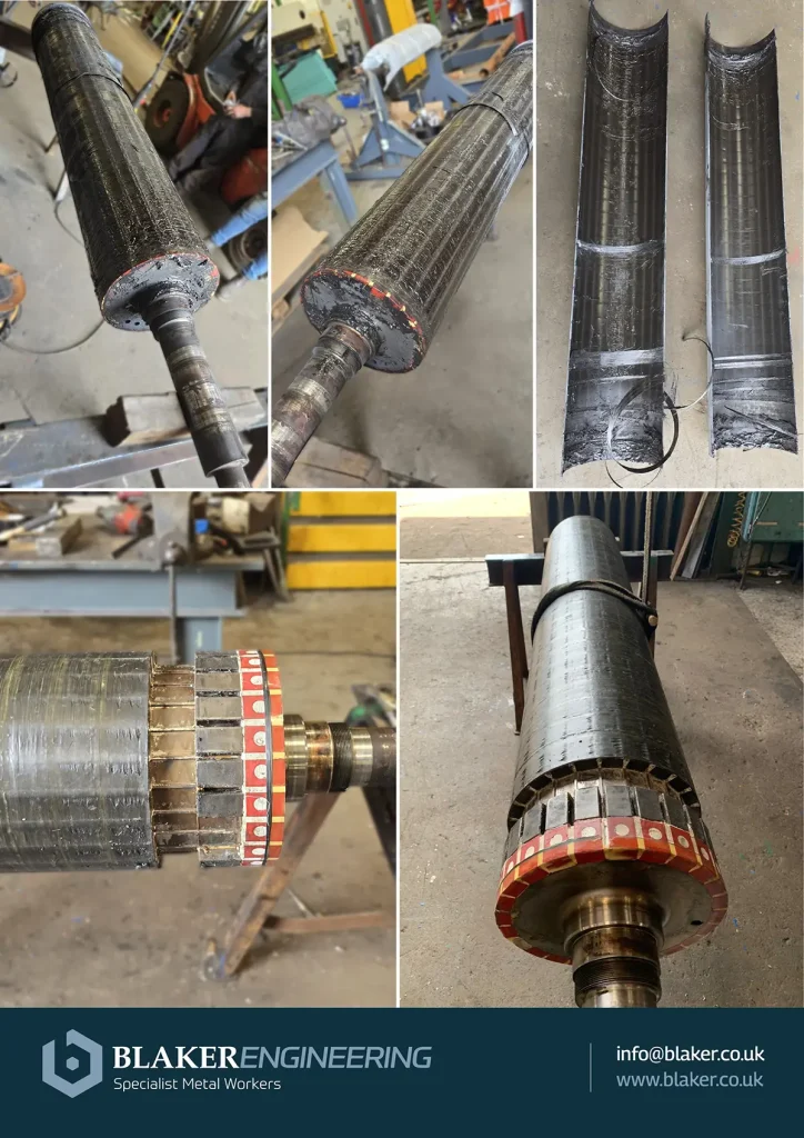 Eddy current rotor repair: Over-greased rotor before and after cleaning and maintenance.